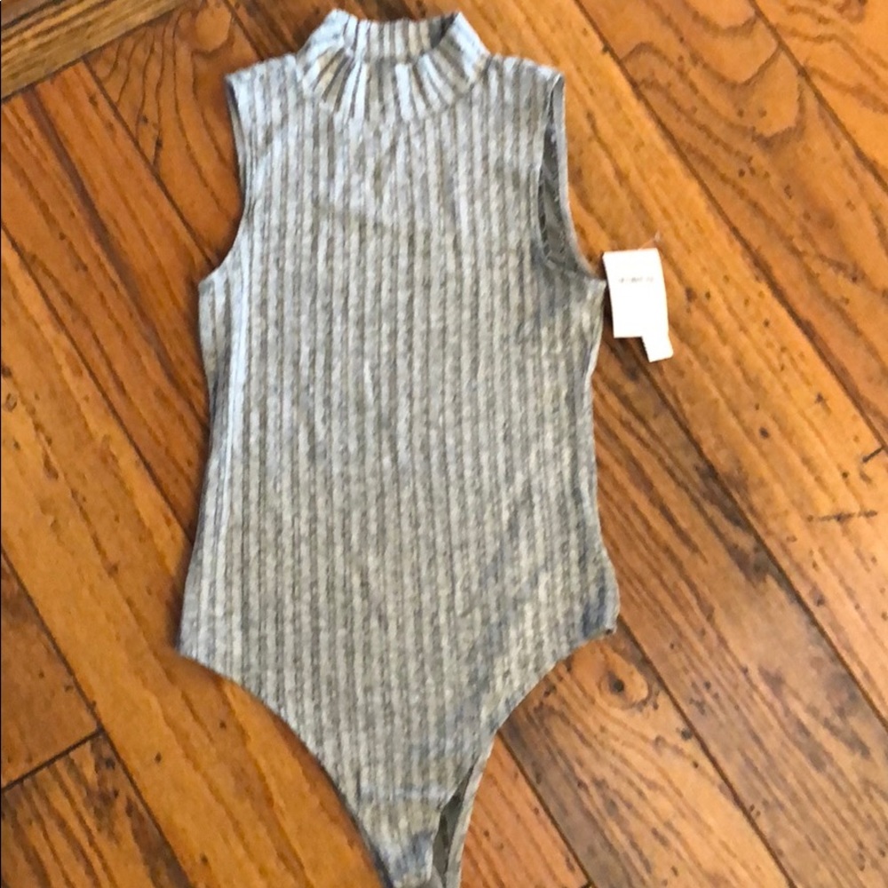 Mock Neck Gray Bodysuit